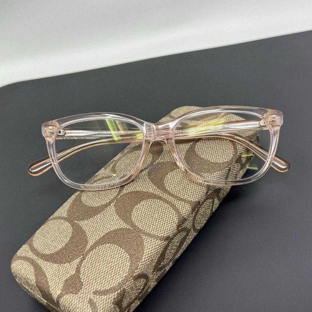 COACH HC6139U 5556 Transparent Pink Rectangle Women's 53 mm Eyeglasses - Picture 9 of 14